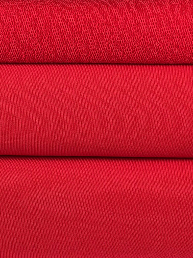 Trisiūlis kilpinis trikotažas „Red Rose“ spalvos 350gr/m2