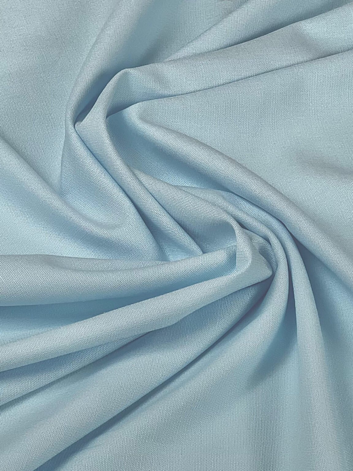 Lino ir viskozės audinys „Baby Blue“ spalvos