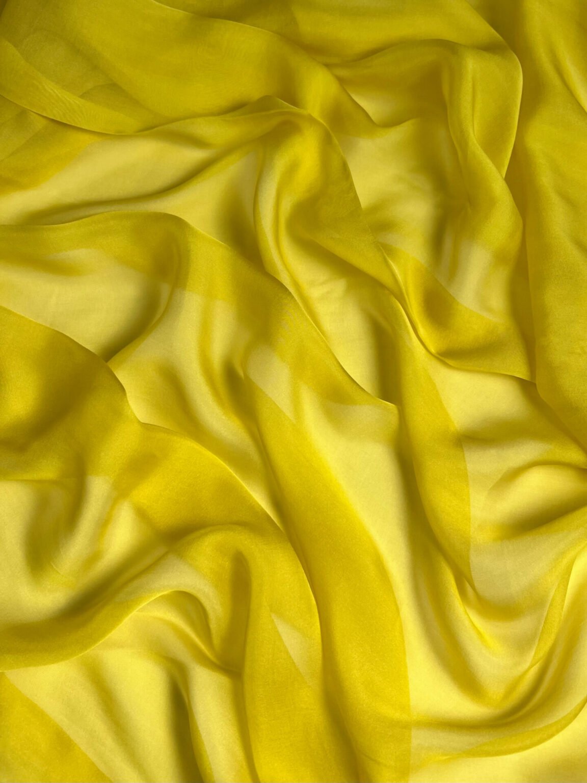 Itališkas kolekcinis šifoninis vienspalvis šilkas „Lemon“ spalvos