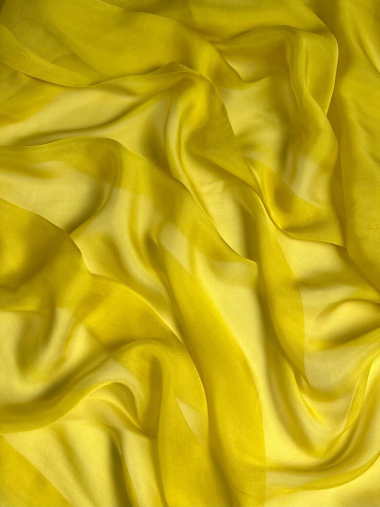 Itališkas kolekcinis šifoninis vienspalvis šilkas „Lemon“ spalvos