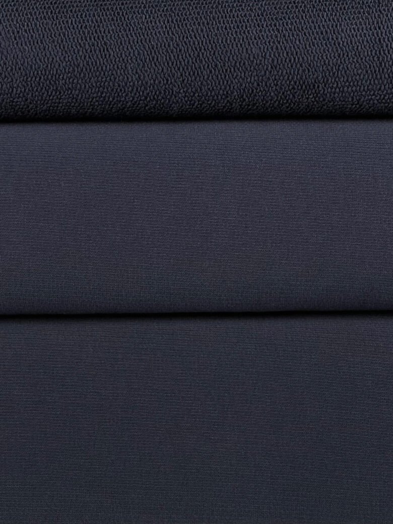 Trisiūlis kilpinis trikotažas „Dark Blue“ spalvos 390 gr/m2