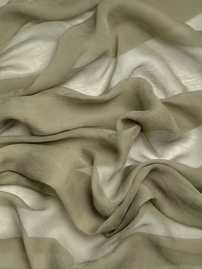 Итальянский коллекционный шифоновый однотонный шелк цвета хаки