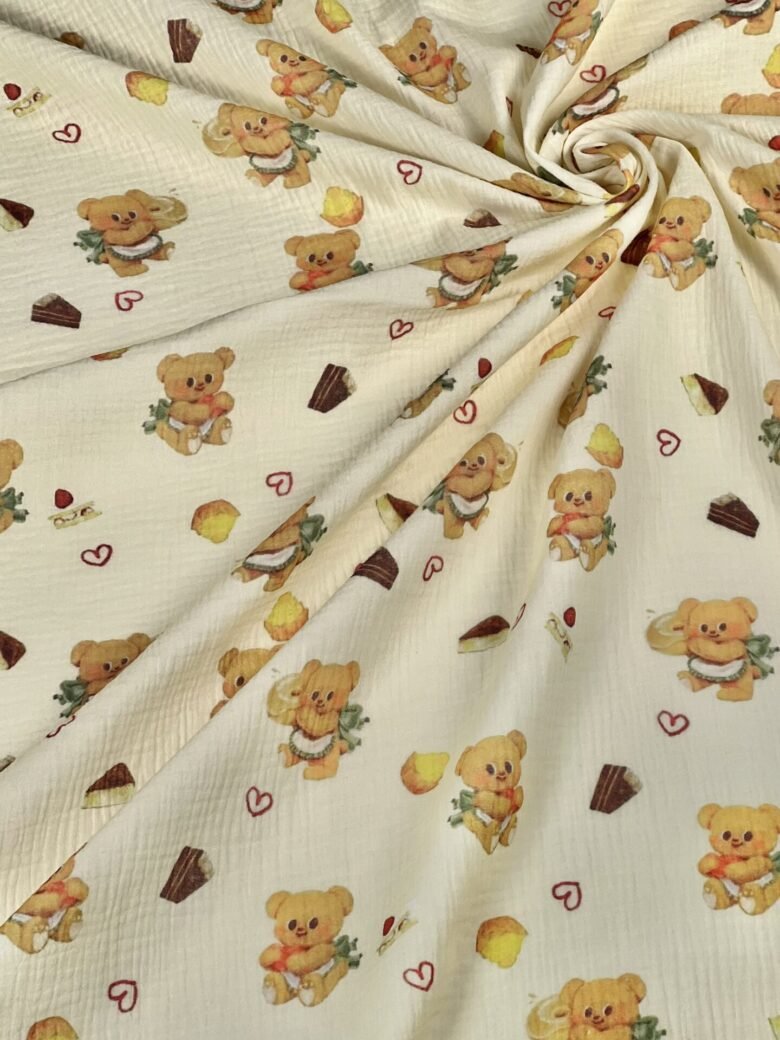 DIGITAL PRINT spaudos muslinas su dizainu „Teddy Bear“