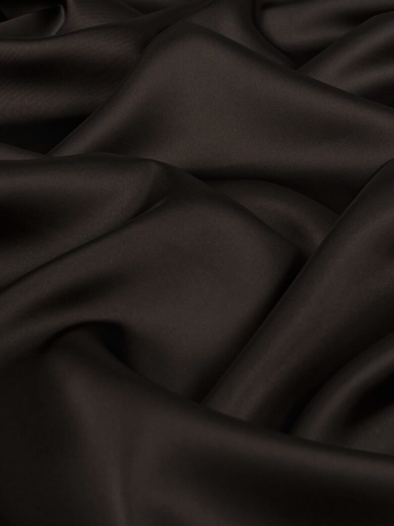 Dvipusis satinas su elastanu „Dark Brown“ spalvos