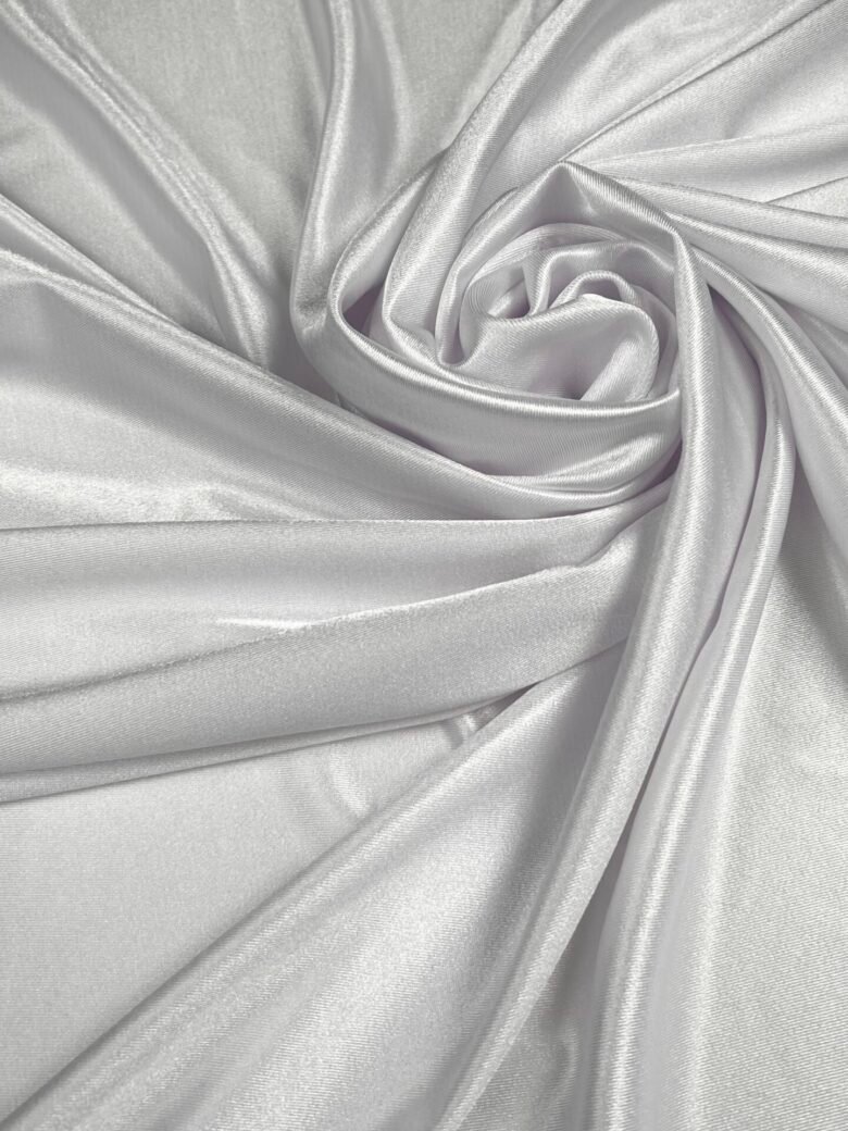 Biflex tamprus satinas trikotažo pagrindo „Silver White“ spalvos (panašus į likrą)