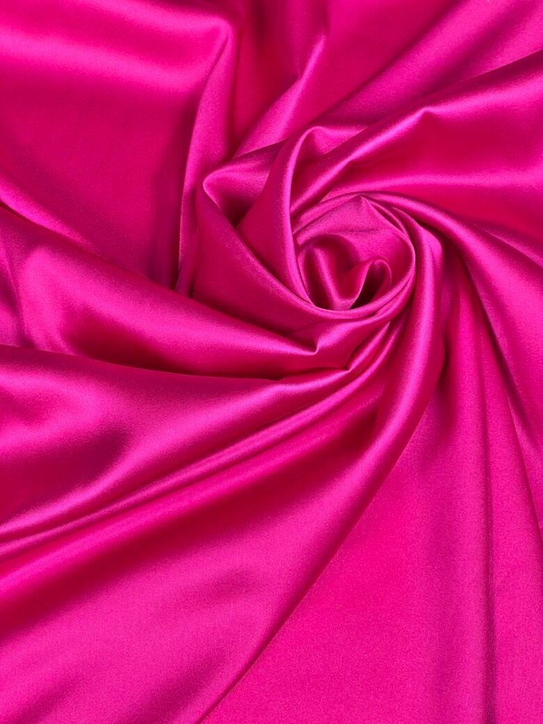 Itališkas kolekcinis satininis vienspalvis šilkas su elastanu „Royal Pink Rose“
