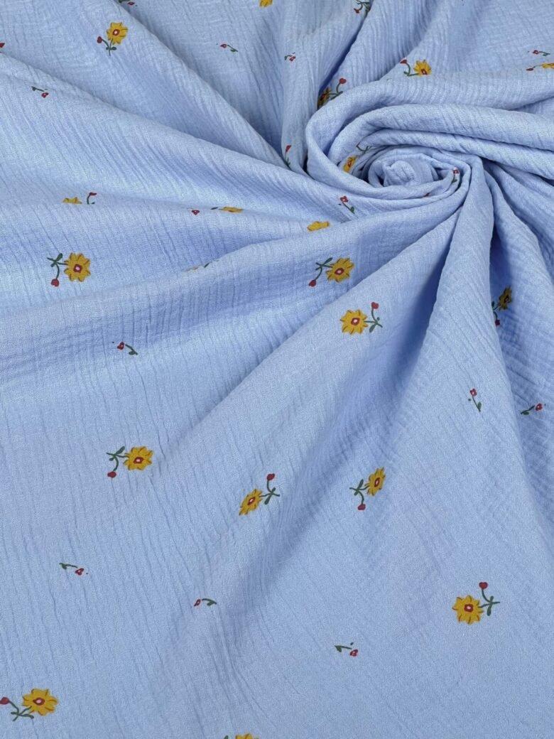 Muslinas su spauda „Sky Flowers“ 150 cm