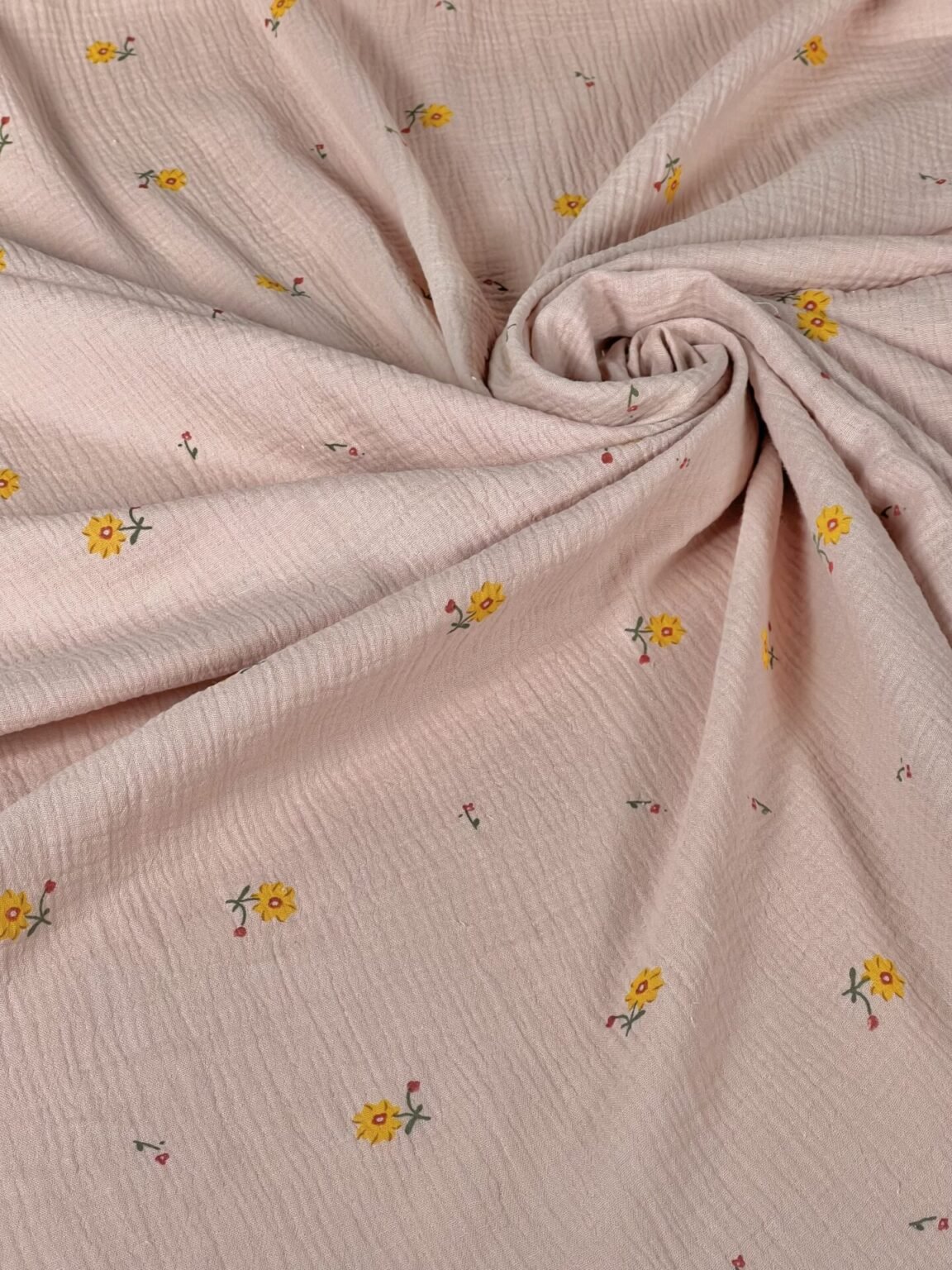 Muslinas su spauda „Yellow Flowers“ 150 cm