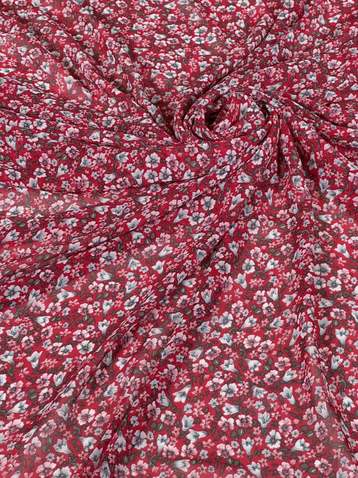 Šifonas „Royal Red Florals“