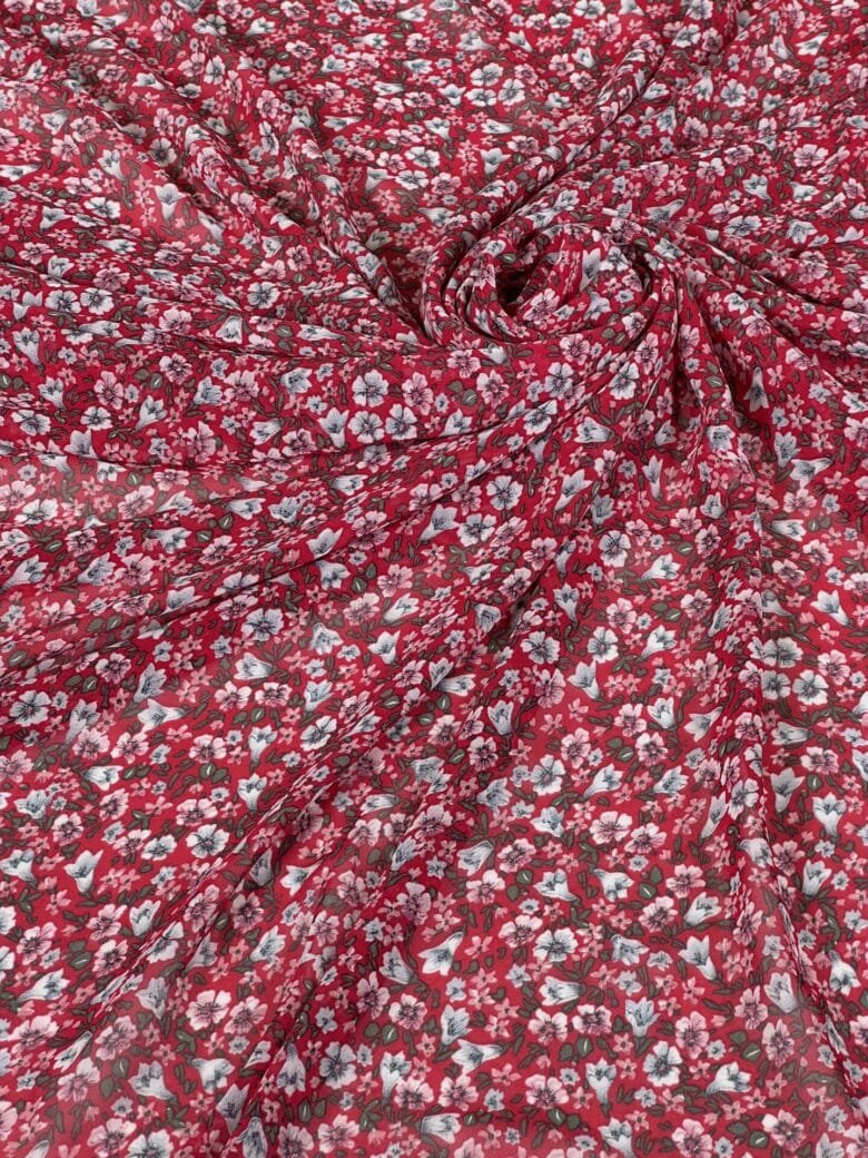 Šifonas „Royal Red Florals“