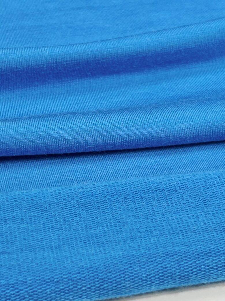 Merino vilnos ir poliamido elastingas dvisiūlis kilpinis trikotažas (premium kokybė) mėlynos spalvos 003