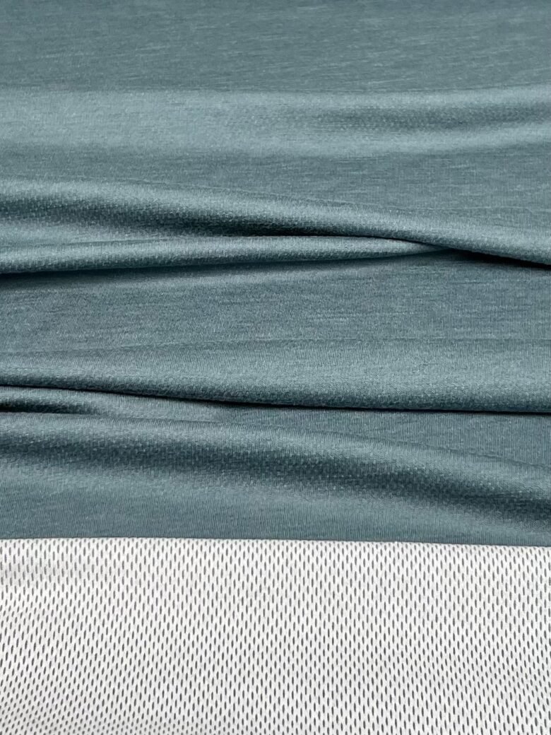 Merino vilnos ir poliesterio elastingas trikotažas (premium kokybė) „Dusty Blue“ 015