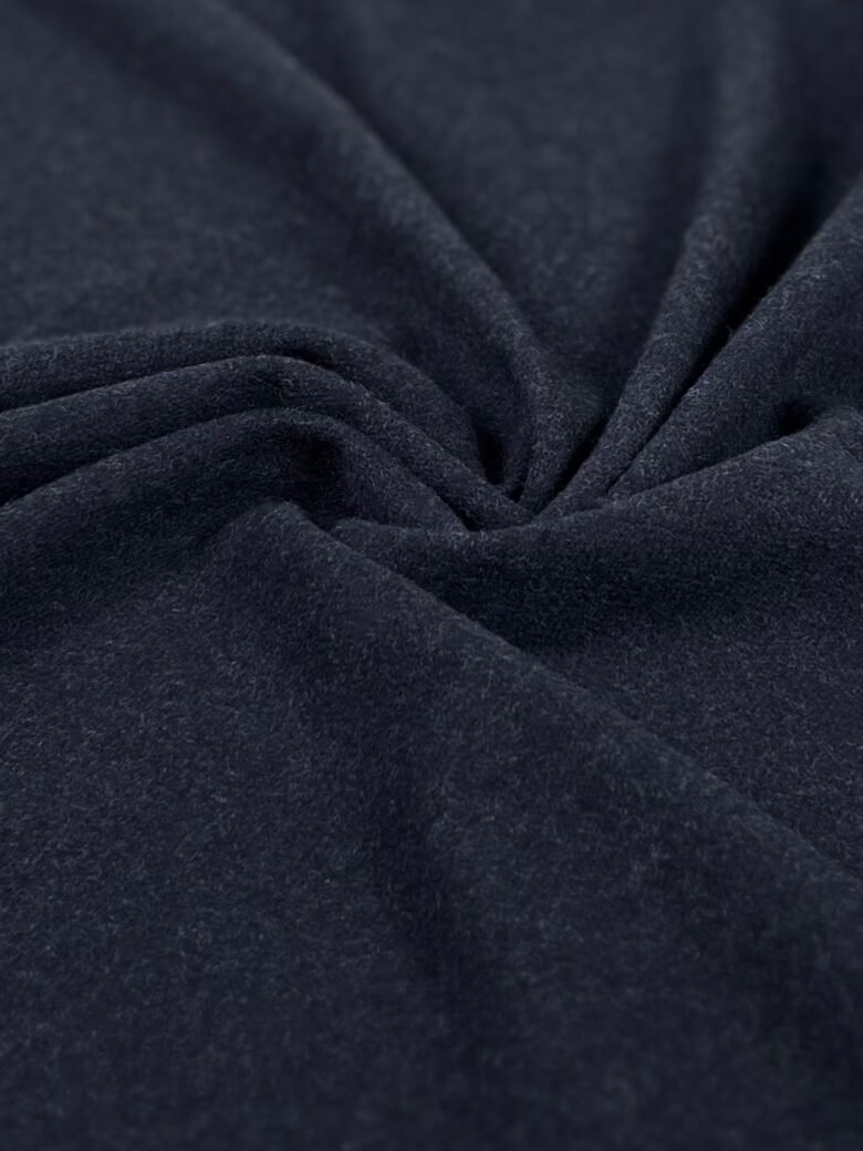 Itališkas paltinis „Virgin“ vilnos audinys veliūrinio paviršiaus „Blue Black“