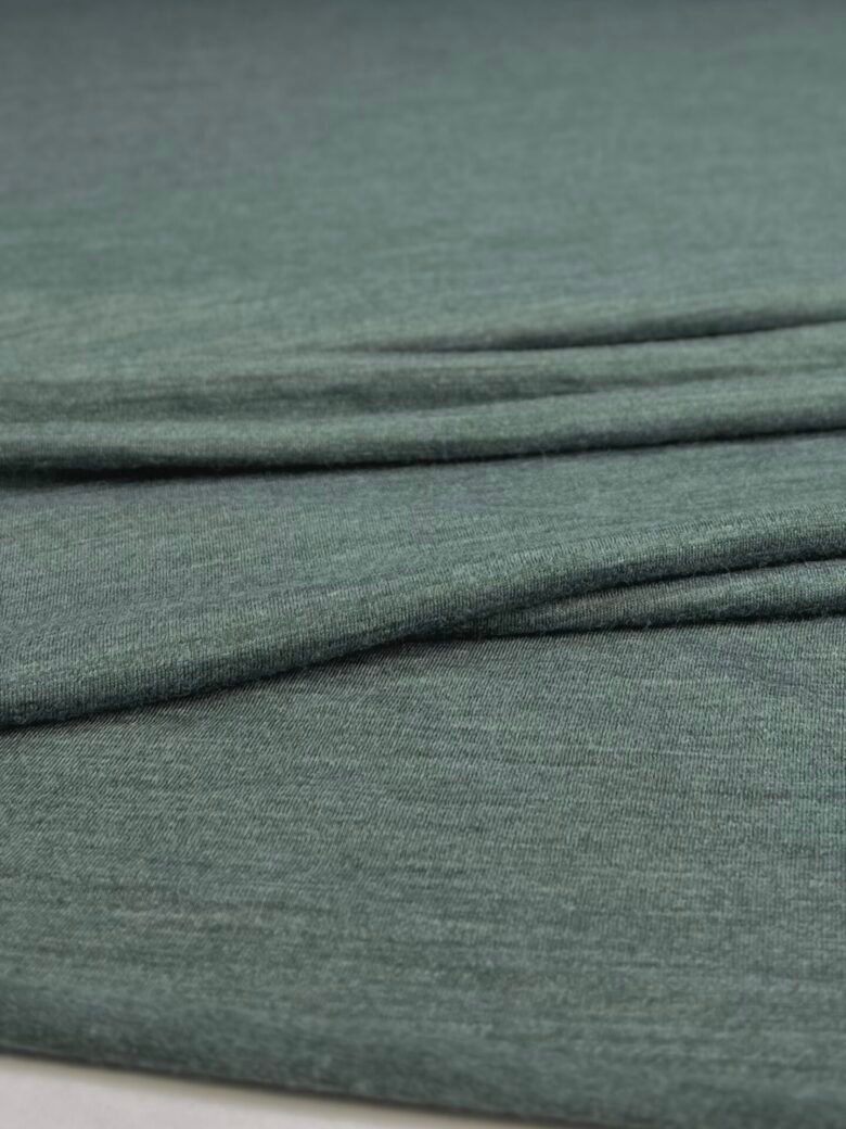 Merino vilnos elastingas trikotažas (premium kokybė) pilkšvai žalsvos spalvos melanžas 005