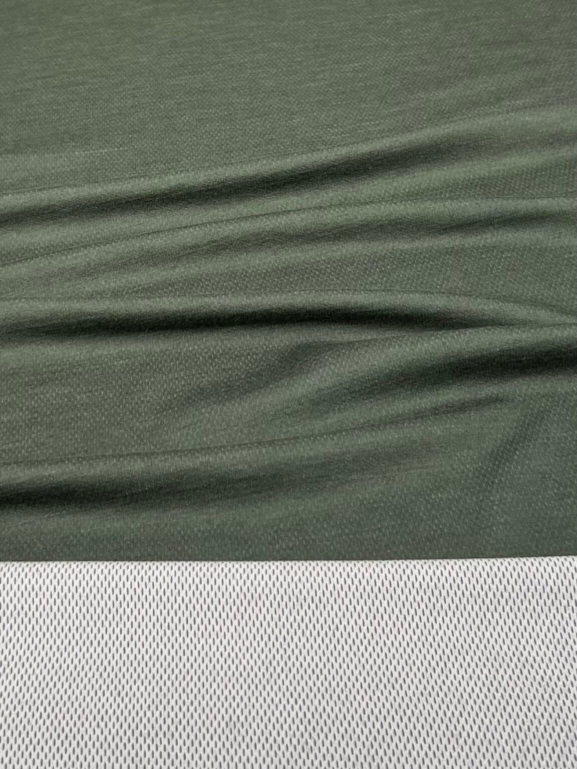 Merino vilnos ir poliesterio elastingas trikotažas (premium kokybė) tamsios sąmanų žalios spalvos 017