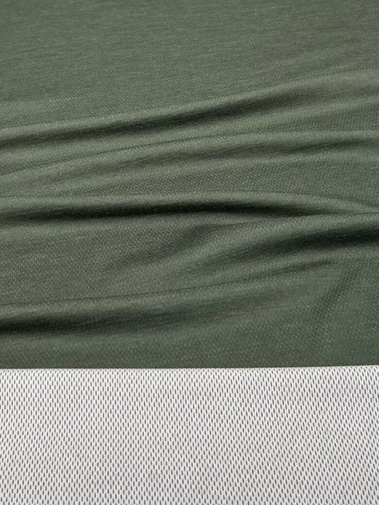 Merino vilnos ir poliesterio elastingas trikotažas (premium kokybė) tamsios sąmanų žalios spalvos 017