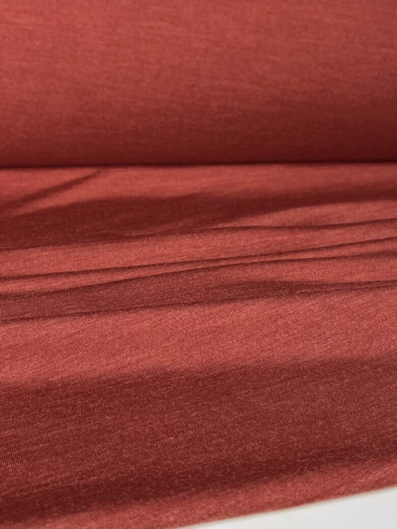 Merino vilnos ir natūralaus šilko elastingas trikotažas (premium kokybė) „Terracotta“ spalvos 151
