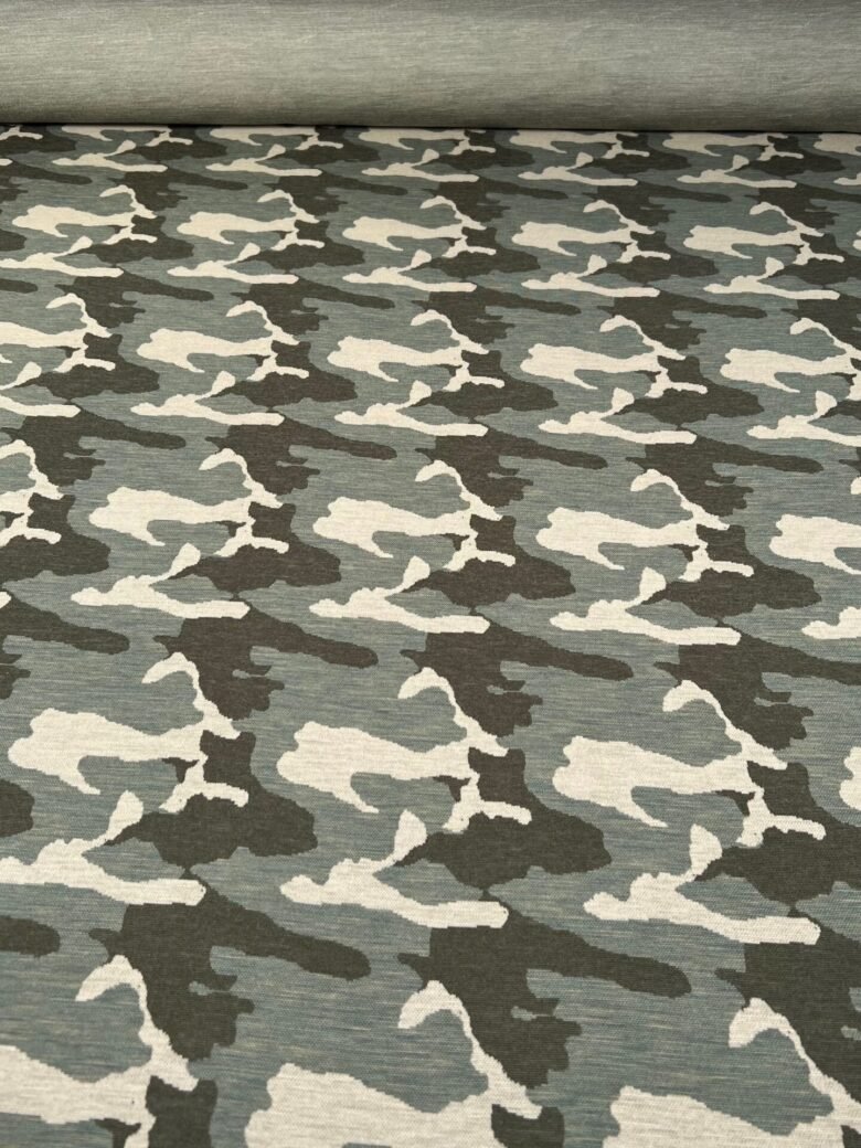 Merino vilnos elastingas trikotažas su raštu (premium kokybė) „Camouflage“ 128