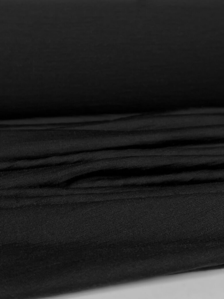 Merino vilnos ir natūralaus šilko elastingas trikotažas (premium kokybė) „Night Dark“ 146