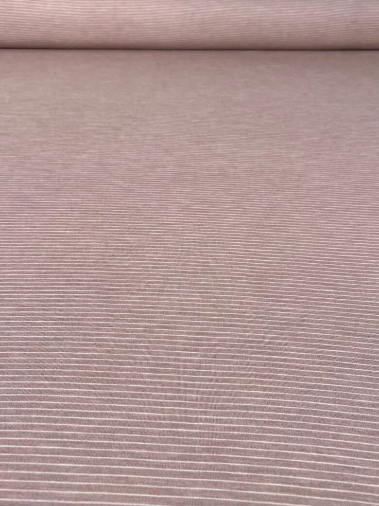 Merino vilnos ir natūralaus šilko elastingas trikotažas (premium kokybė) dryžuoto rašto „Rose Mauve“ 161