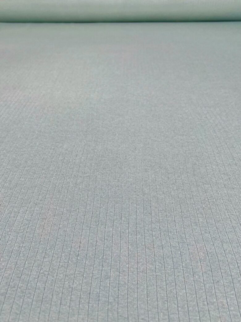 Merino vilnos ir medvilnės elastingas trikotažas (rib tekstūros) „Mint“ 172