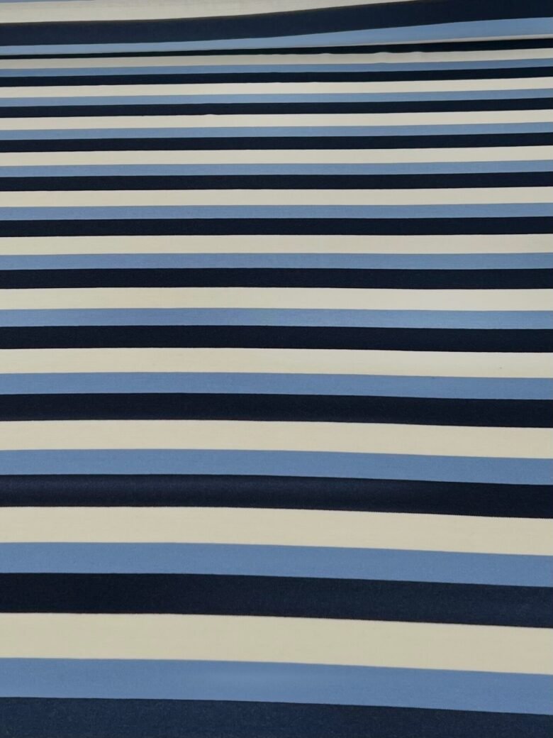 Merino vilnos elastingas trikotažas (premium kokybė) dryžuoto rašto „Horizons“ 158