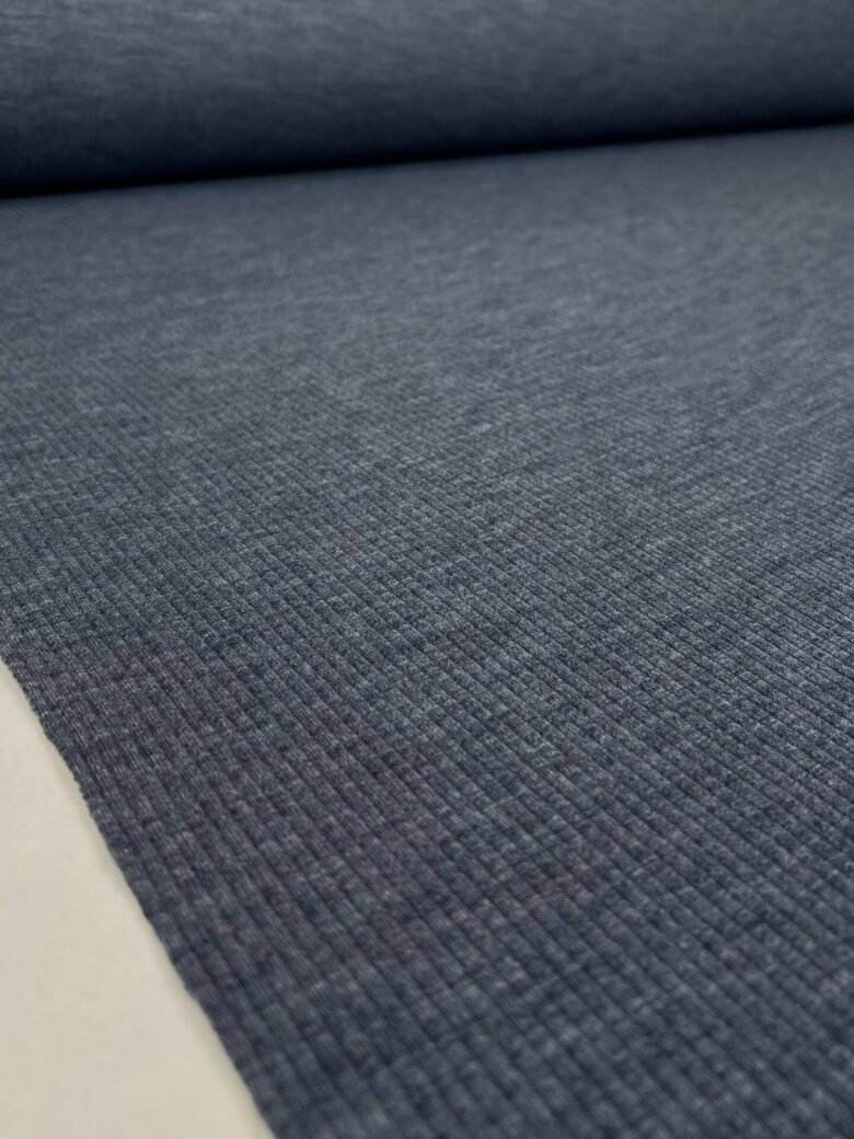 Merino vilnos ir poliesterio megztas elastingas trikotažas (rib tekstūros) pilkas melandžas 046