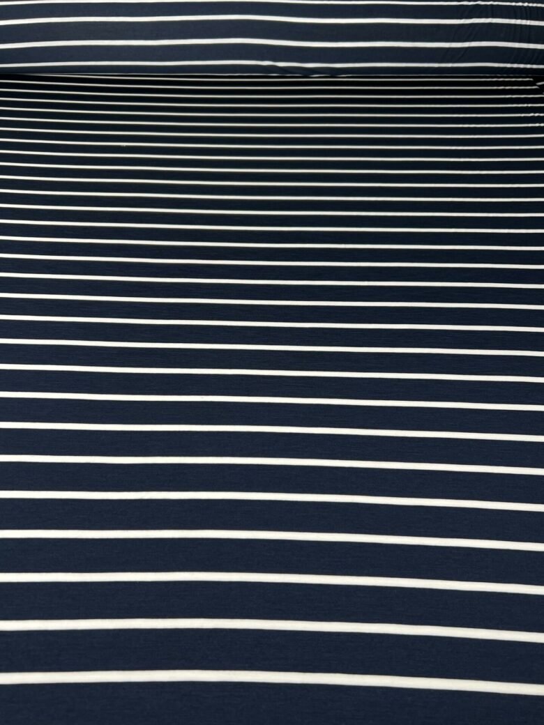 Merino vilnos ir tencelio elastingas trikotažas (premium kokybė) dryžuoto rašto „Striped Sailor“ 164