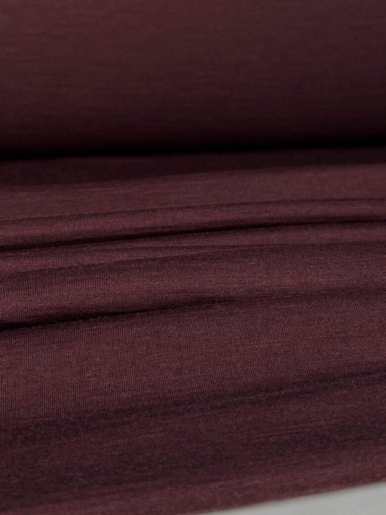 Merino vilnos ir natūralaus šilko elastingas trikotažas (premium kokybė) bordinės spalvos 153