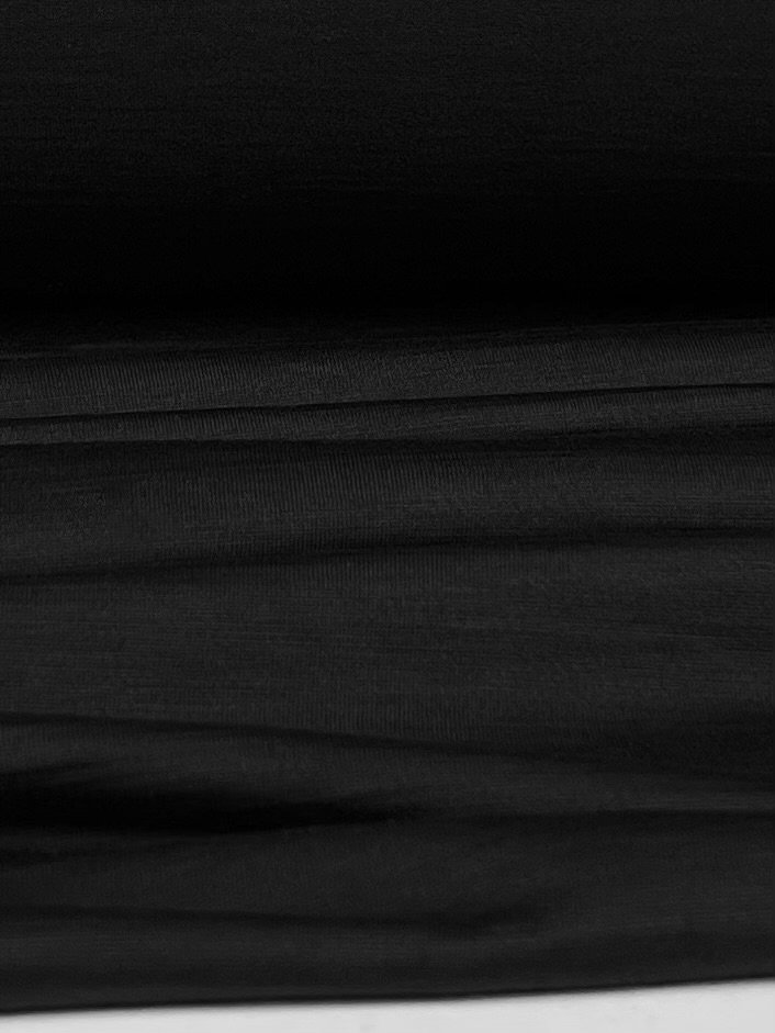 Merino vilnos elastingas trikotažas (premium kokybė) „Charcoal Black“ 112