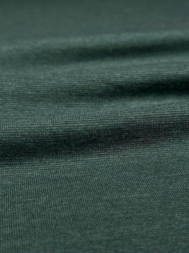 Merino vilnos ir medvilnės elastingas trikotažas (premium kokybė) žalios spalvos 087