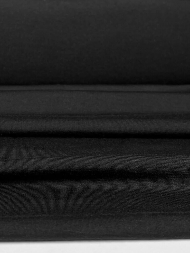 Merino vilnos elastingas trikotažas (premium kokybė) „Anglies Juodos“ spalvos 111