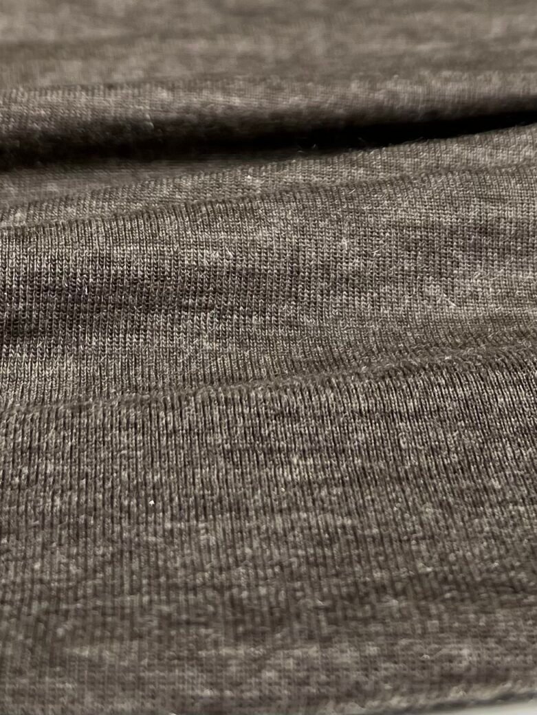 Merino vilnos ir liocelio elastingas trikotažas (premium kokybė) pilkai rudos spalvos melanžas 044