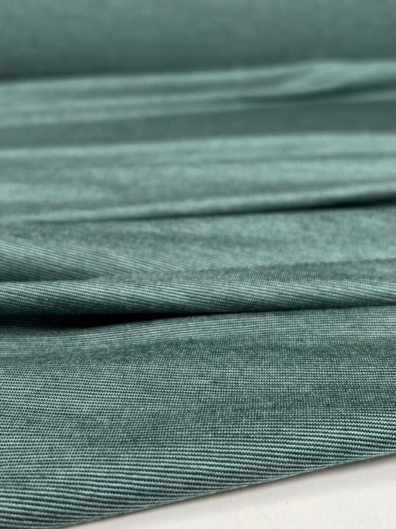 Merino vilnos ir liocelio elastingas trikotažas (premium kokybė) smulkių dryželių rašto „Green“ 054