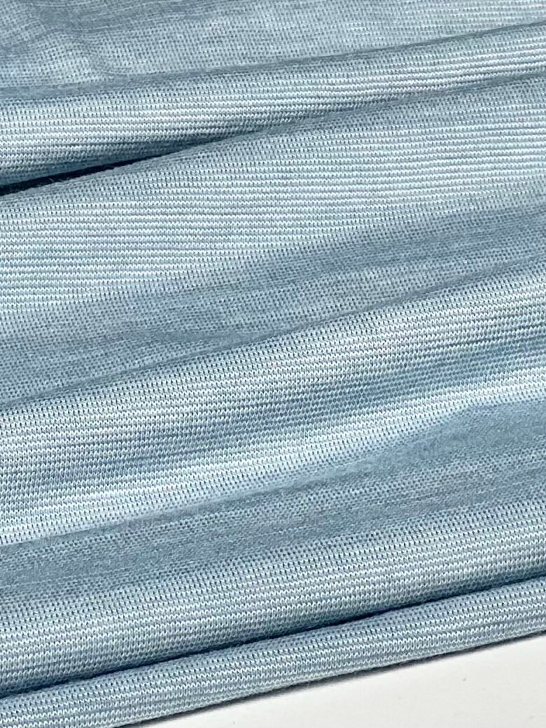 Merino vilnos ir liocelio elastingas trikotažas (premium kokybė) smulkių dryželių rašto pelenų žydros spalvos 099