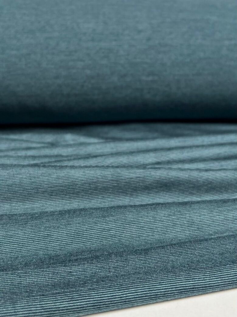 Merino vilnos ir liocelio elastingas trikotažas (premium kokybė) smulkių dryželių rašto melsvos spalvos 138