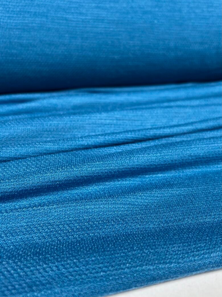 Merino vilnos, liocelio ir poliamido elastingas trikotažas su faktūra (premium kokybė) „Blue Lagoon“ spalvos 141