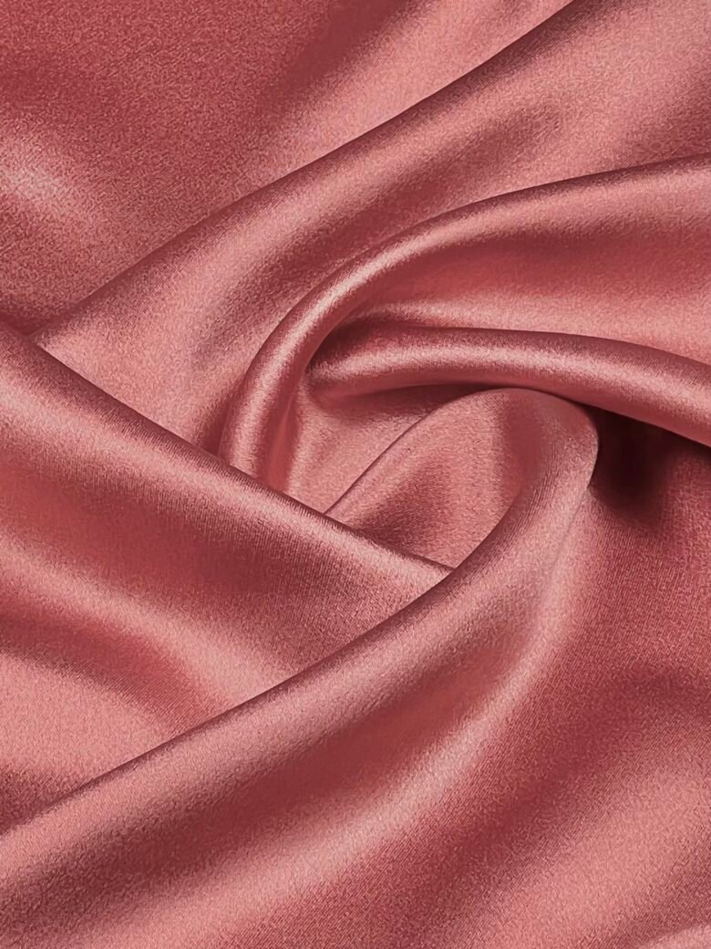 Satininis vienspalvis šilkas su elastanu „Terracotta Pink“