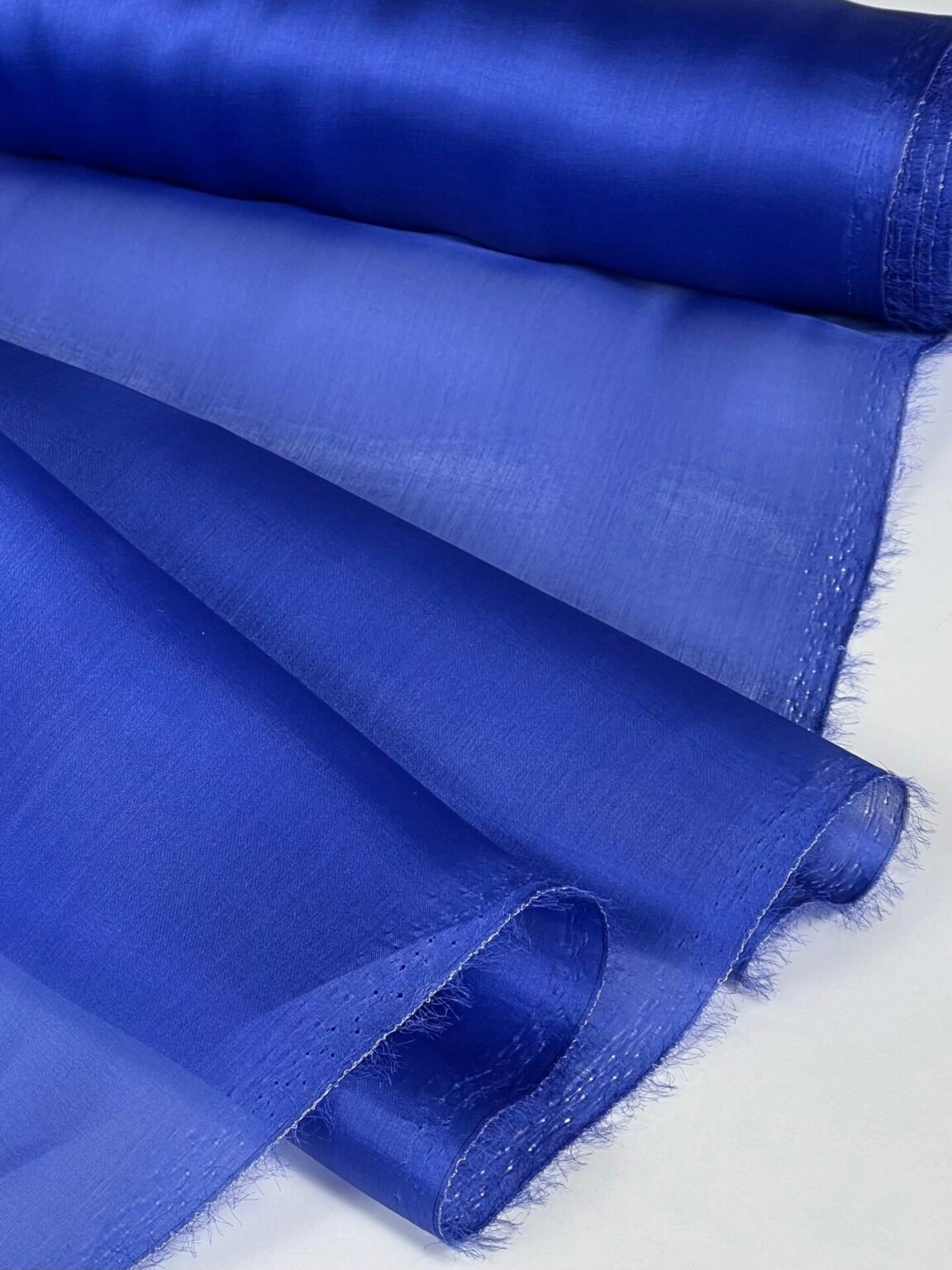 Itališka kolekcinė natūralaus šilko organza mėlynos spalvos