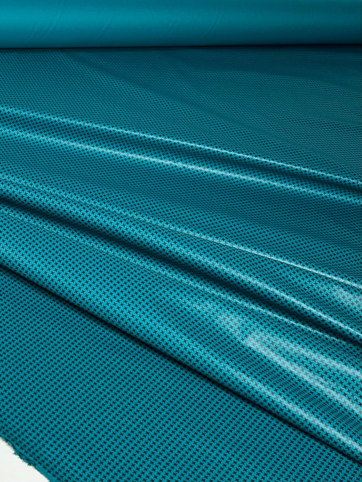 Тонкая курточная ткань в клетку "Turquoise"