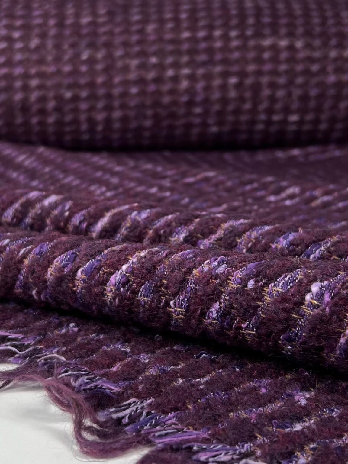 Itališkas „Chanel“ pynimo vilnos tvidas violetinės spalvos „Adelin“