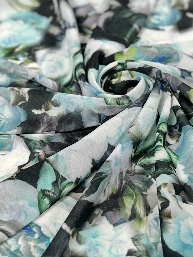 Šifonas su dizainu „Green Peony“