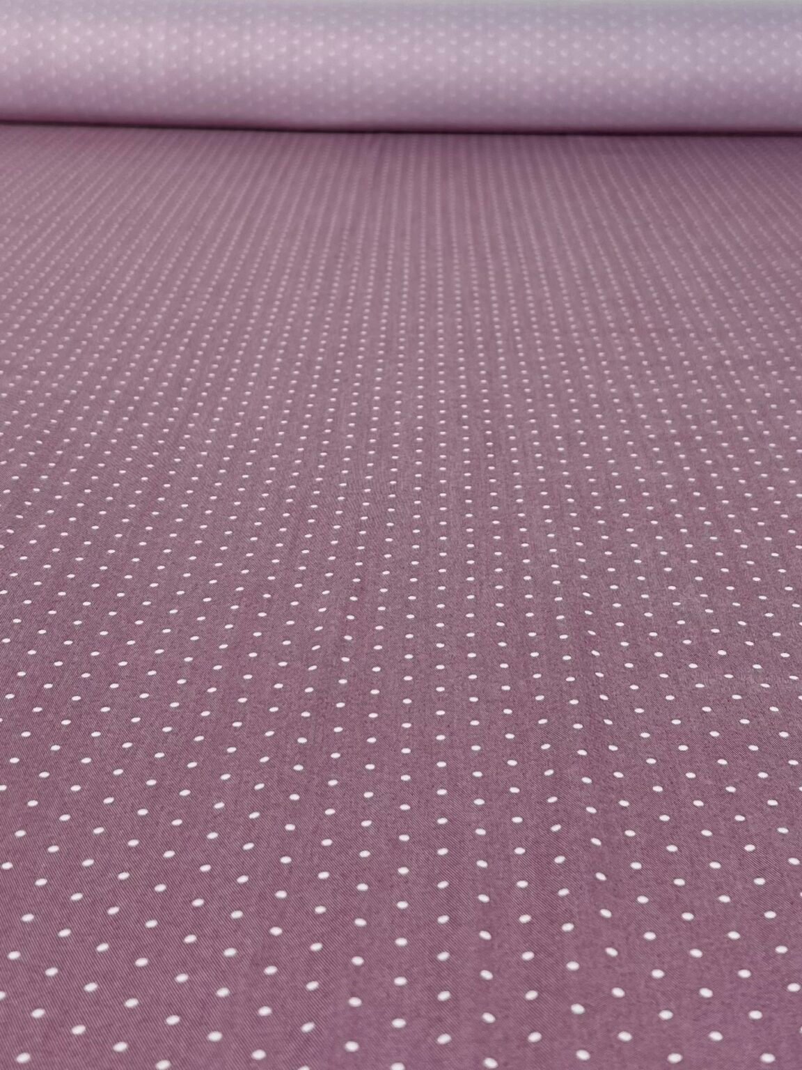 Плательный-костюмный вискозный материал с мелким горошком "Dusty Purple"