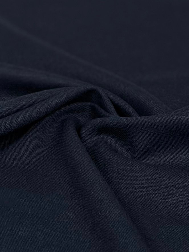Lino ir viskozės audinys „Dark Blue“