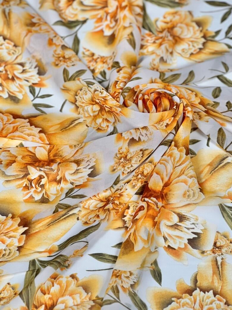 Šifonas su dizainu „Yellow Peonies“
