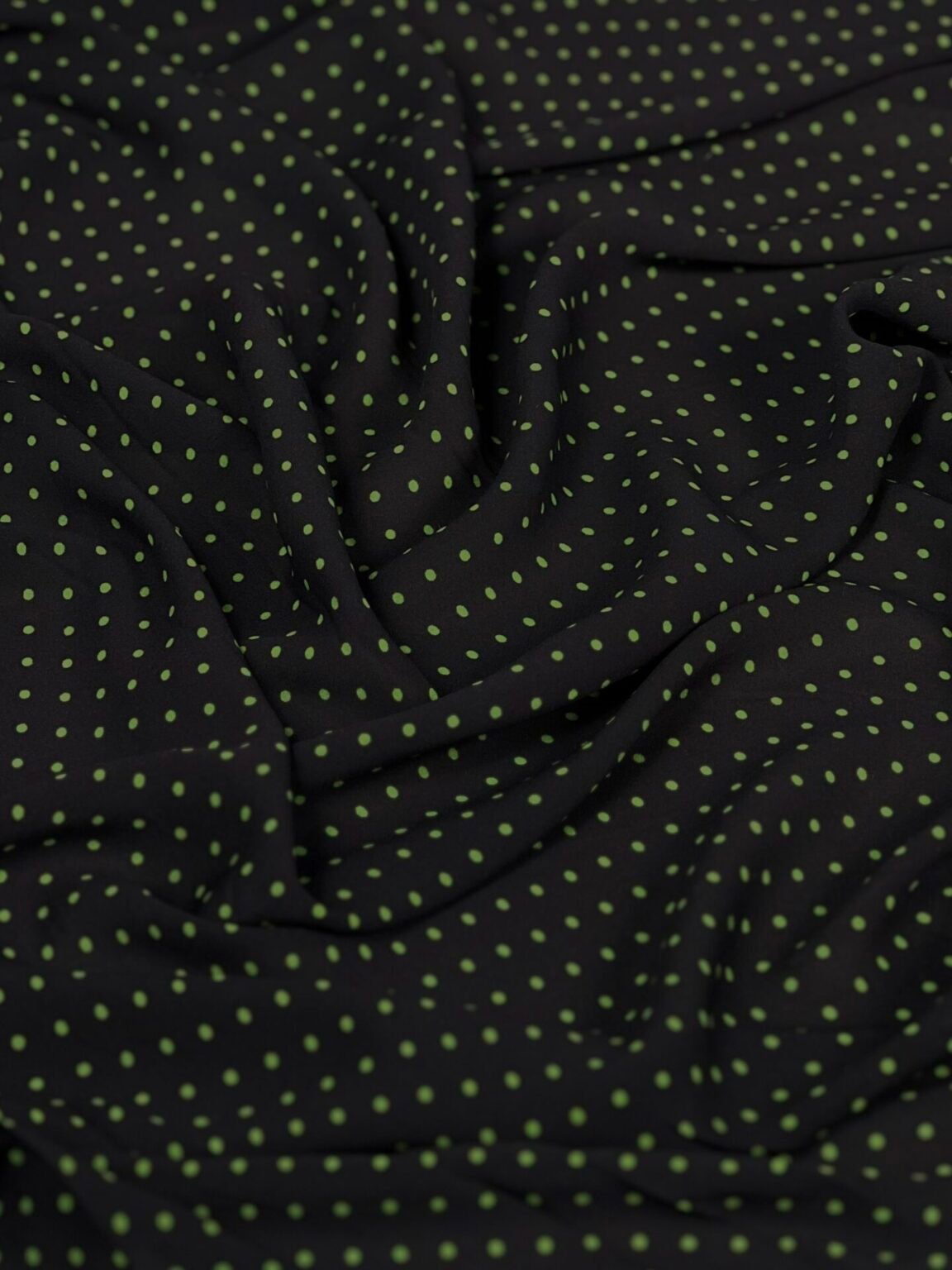 Ткань для платьев «SPH» с мелким узором в виде точек «Green Dots»