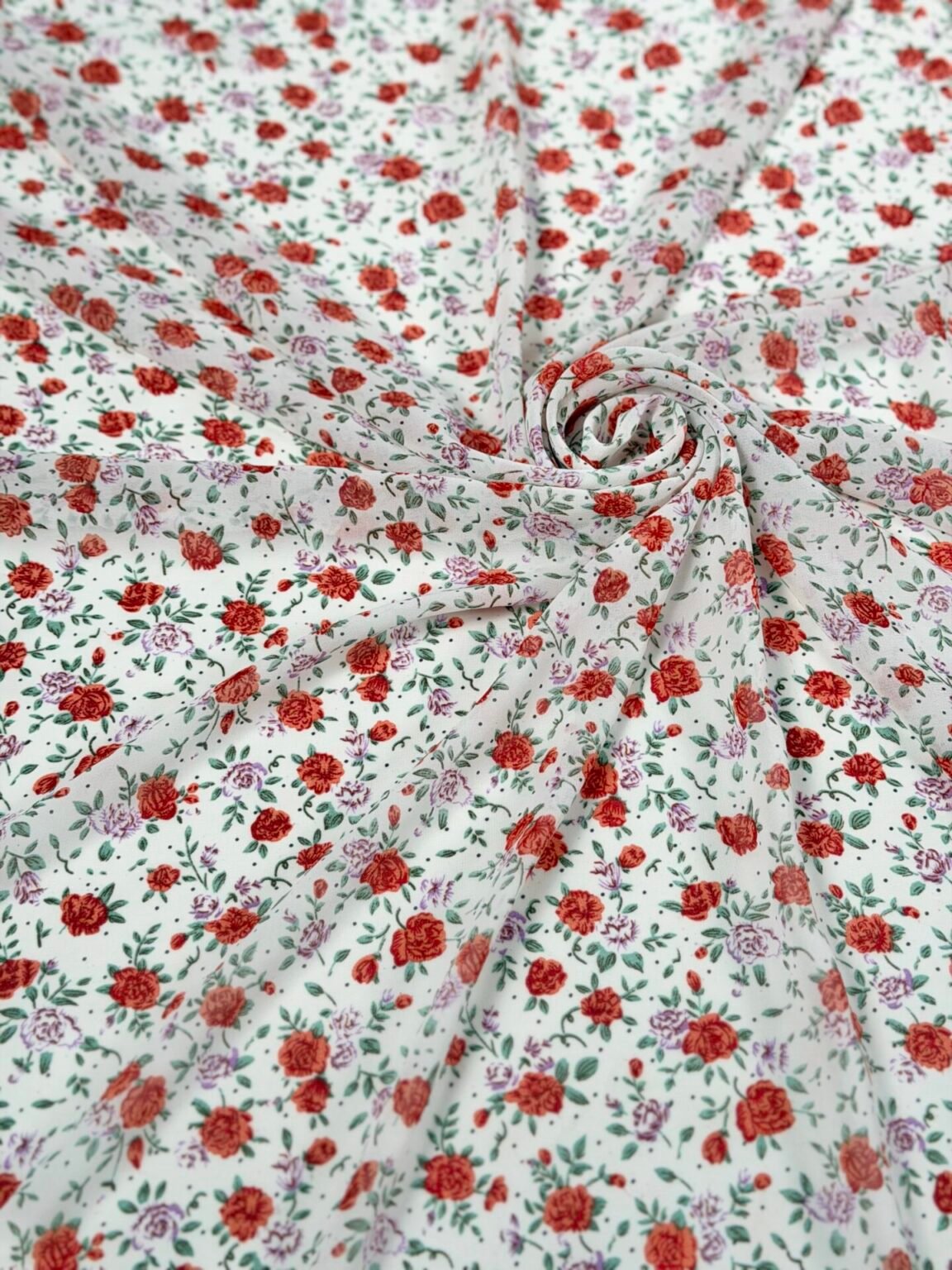 Tamprus šifonas su dizainu „Mini Roses“