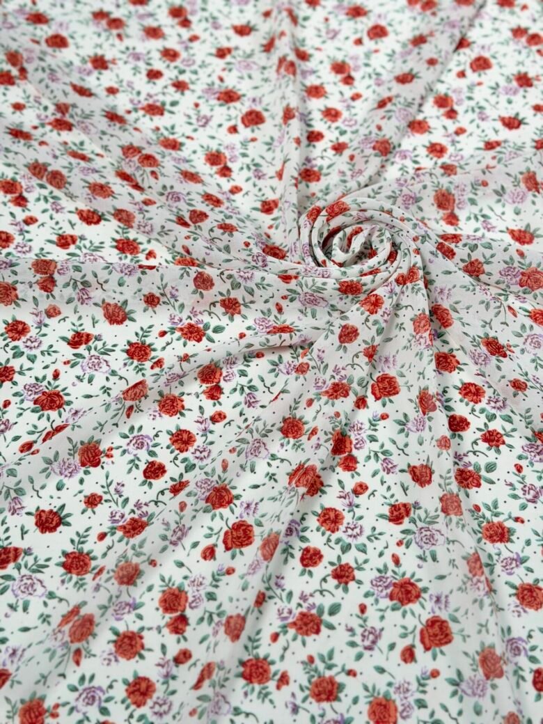 Tamprus šifonas su dizainu „Mini Roses“