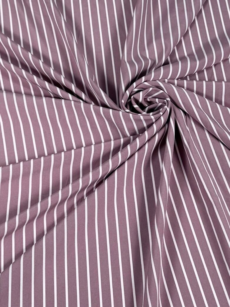 „Silky“ suknelinis audinys „Dusty Mauve“ dryžuoto rašto