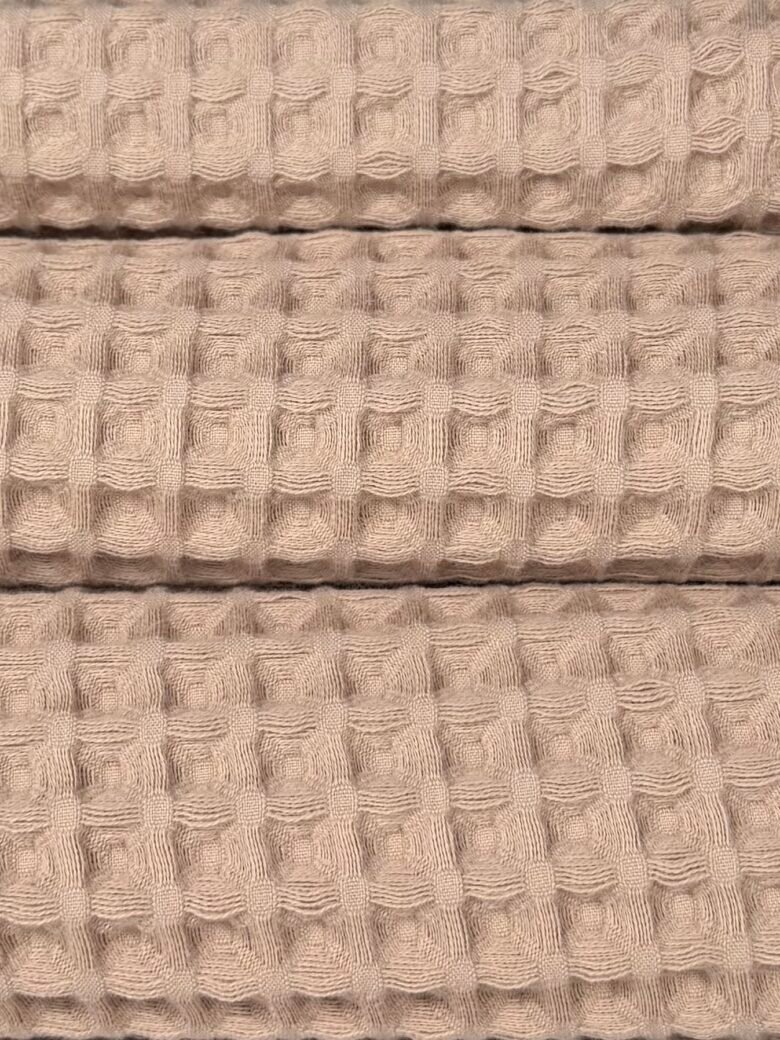 Purus medvilninis vaflinis audinys stambaus pynimo „Beige“